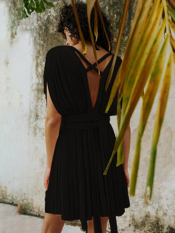 ZASUWA Female Sexy Cross Back Without Bikini Set Cover-up Short Dress