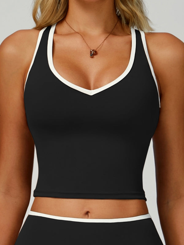 ZASUWA Female Contrast Color Stripe Hollow Out Tank