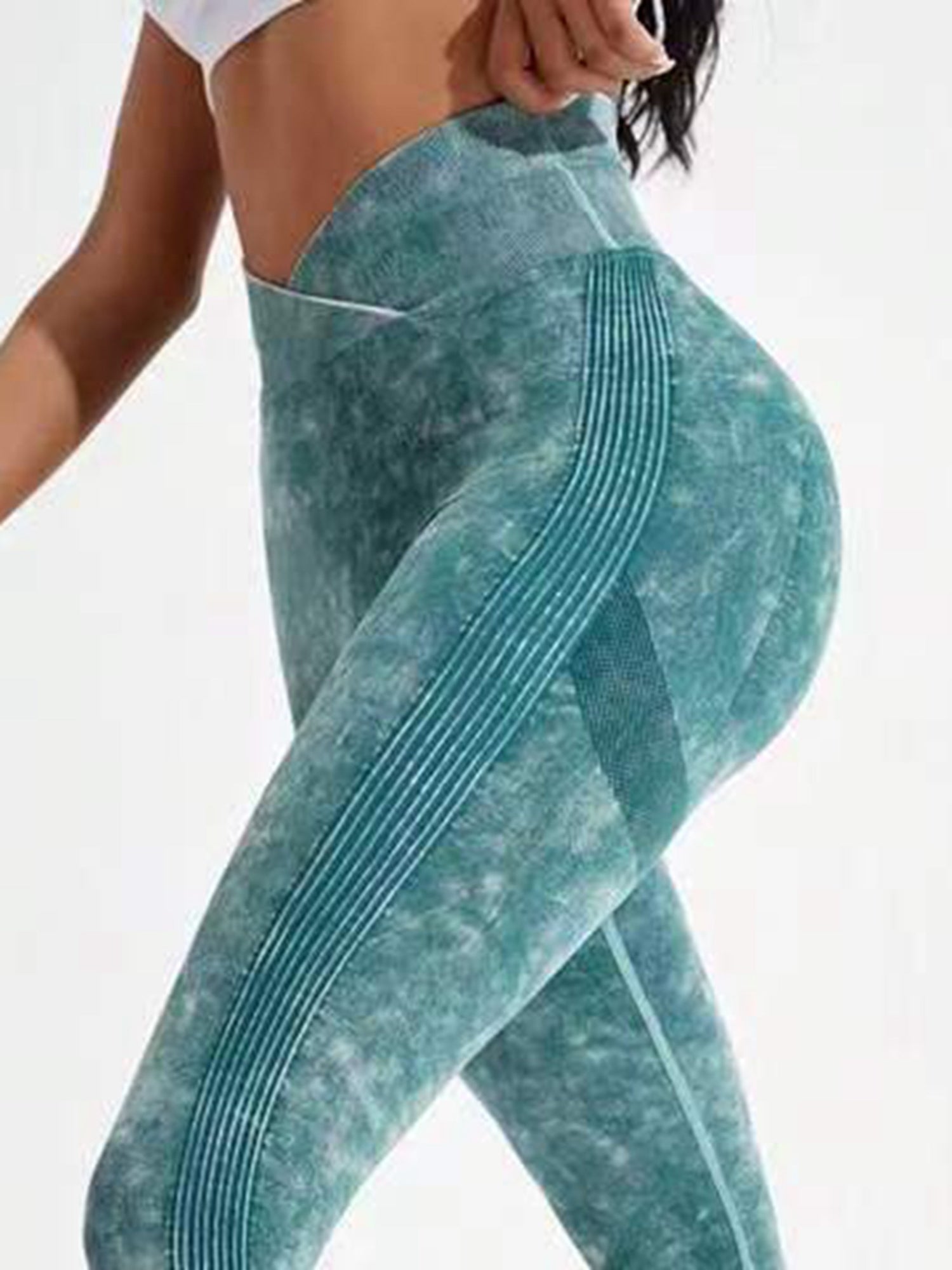 ZASUWA Female Denim V-shape Waist Scrunch Bum Leggings