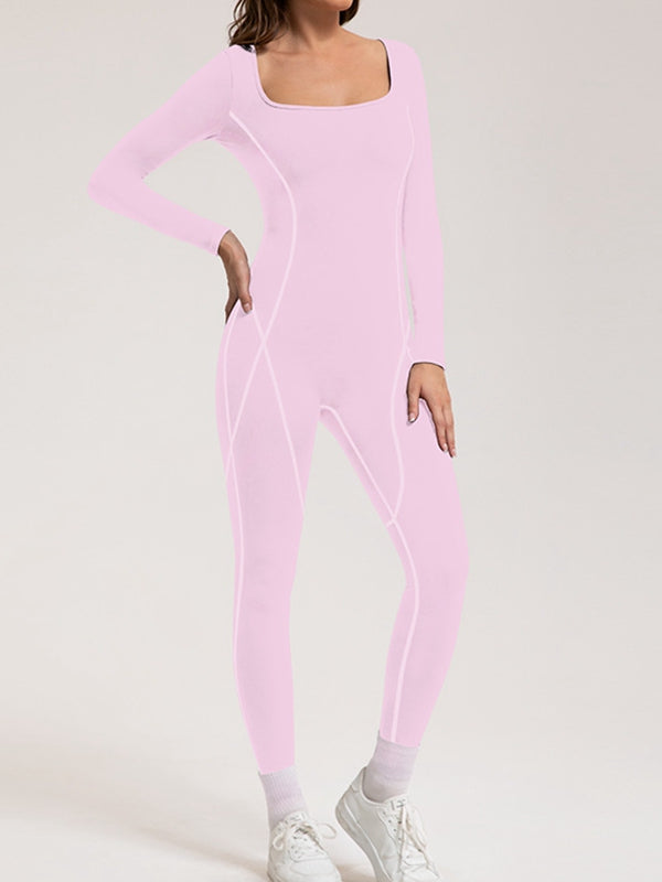 ZASUWA Female Fleece Zipper Stripes Long Sleeves Jumpsuit