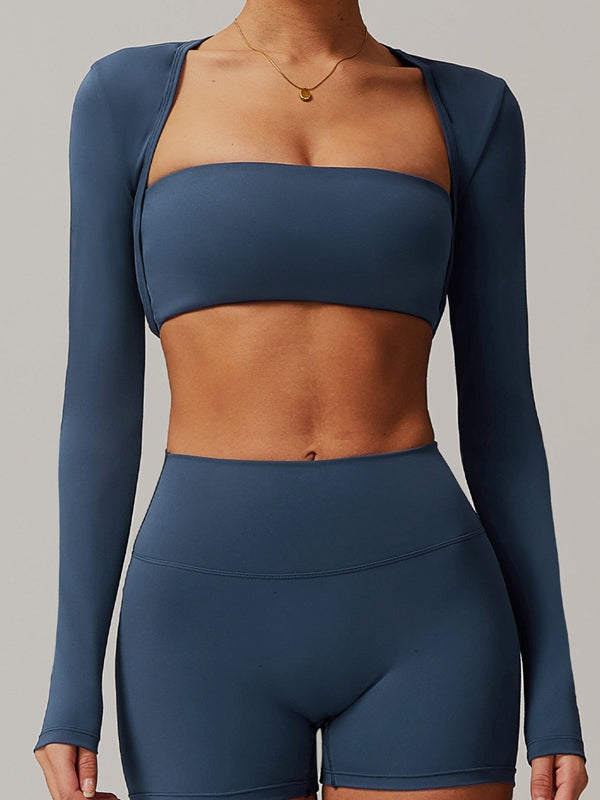 ZASUWA Female Square Collar Cropped Long Sleeves