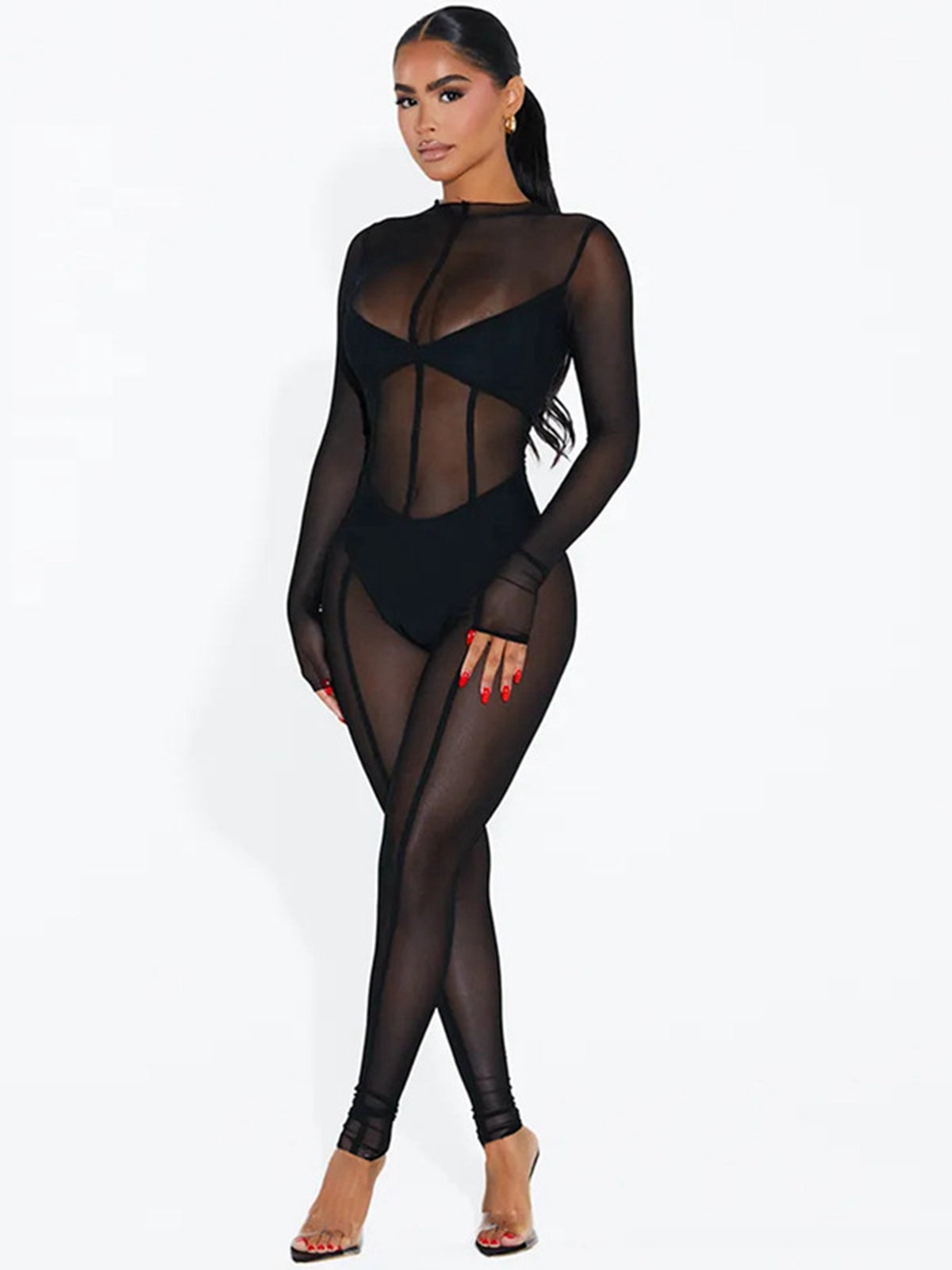 ?ZASUWA Female Sexy Mesh Yoga Jumpsuit