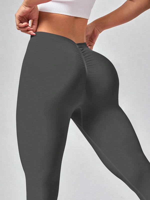 ZASUWA Female Ombre Deep V Back Scrunch Bum Leggings