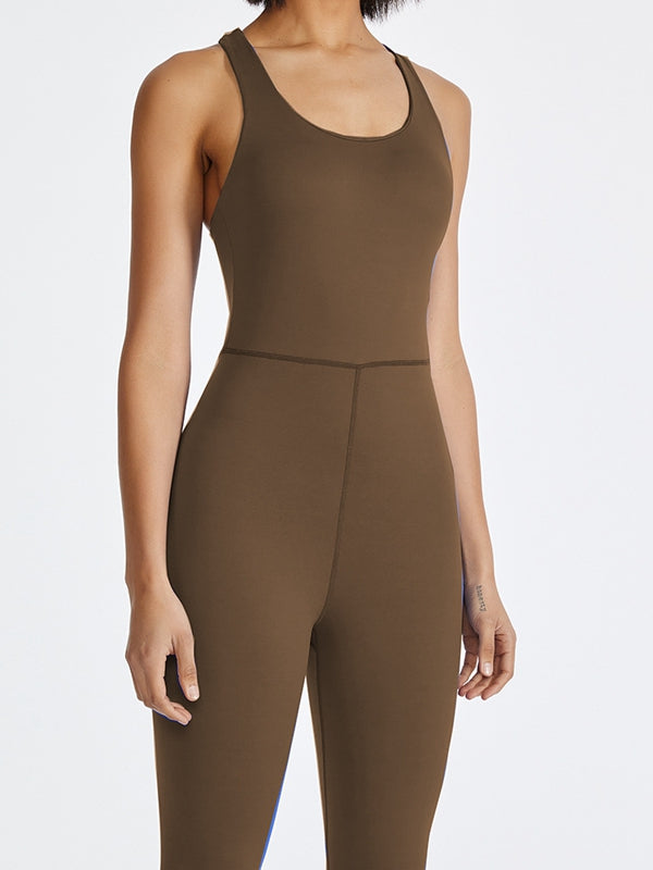 ZASUWA Female Round Collar Beautify Back Jumpsuit