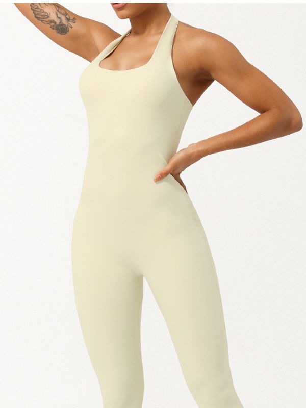 ZASUWA Female U Collar Halter Scrunch Bum Jumpsuit