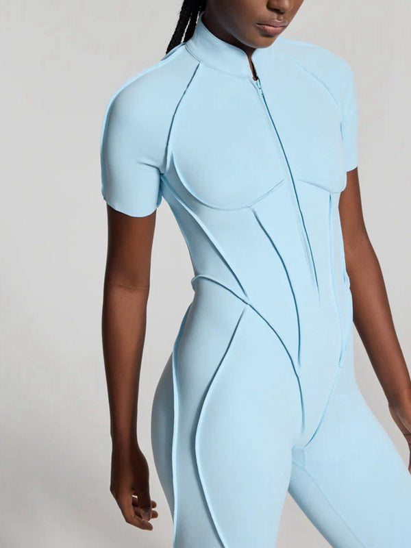 ZASUWA Female Sexy Backless Zipper Scrunch Bum Romper