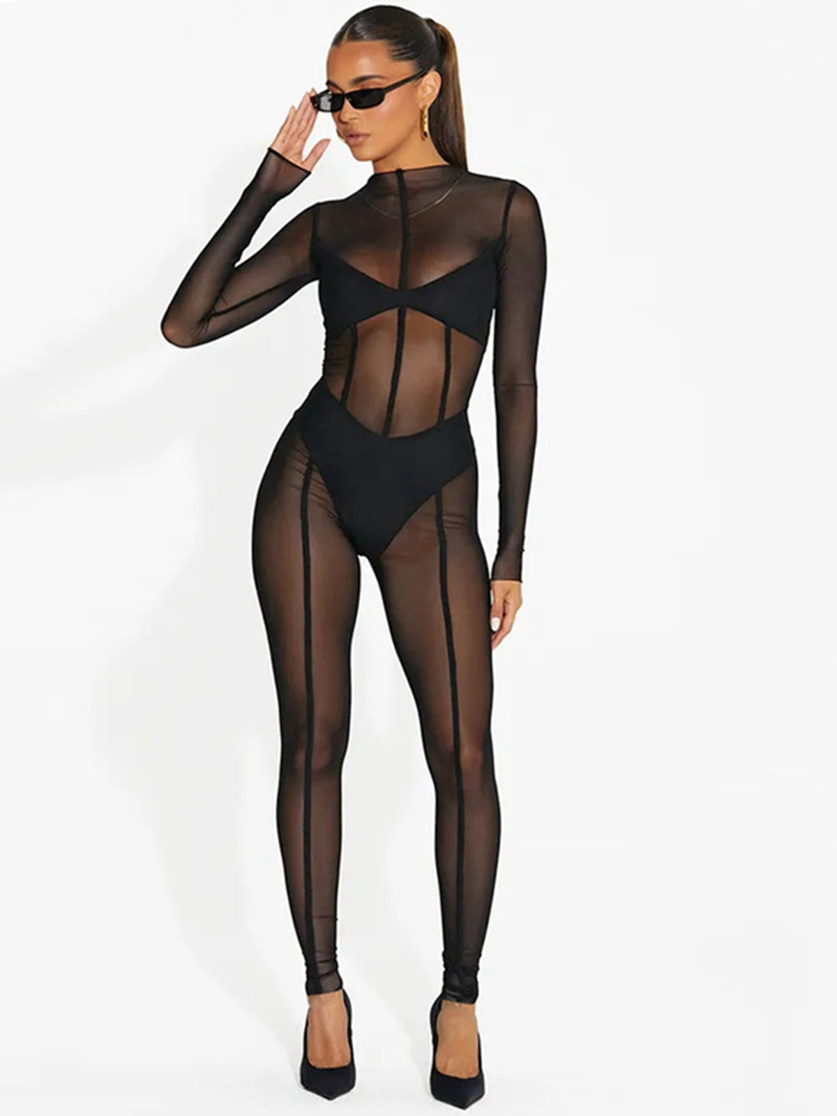 ?ZASUWA Female Sexy Mesh Yoga Jumpsuit