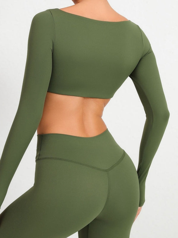 ZASUWA Female Solid Color With Chests Cropped Long Sleeves