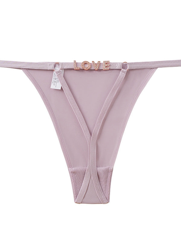 ZASUWA Femal Sexy Mesh Cutout Metal Panties