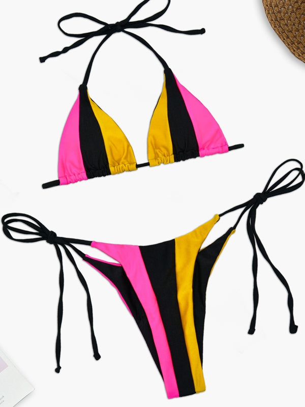 ?ZASUWA Female Sexy Rainbow Contrast Color Bikini Set