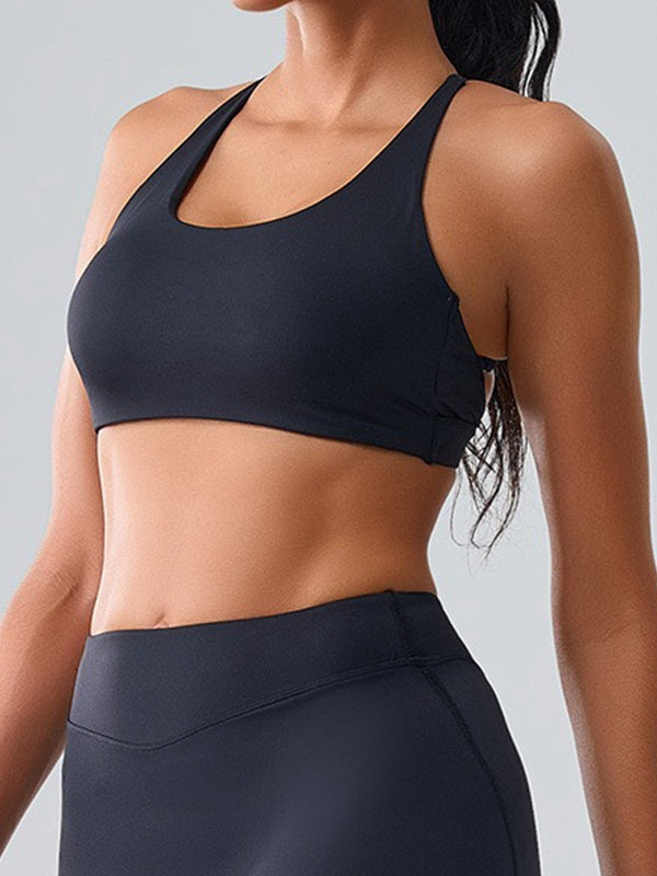 ZASUWA Female Unique Cut Out Cross Back Backless Sports Bras