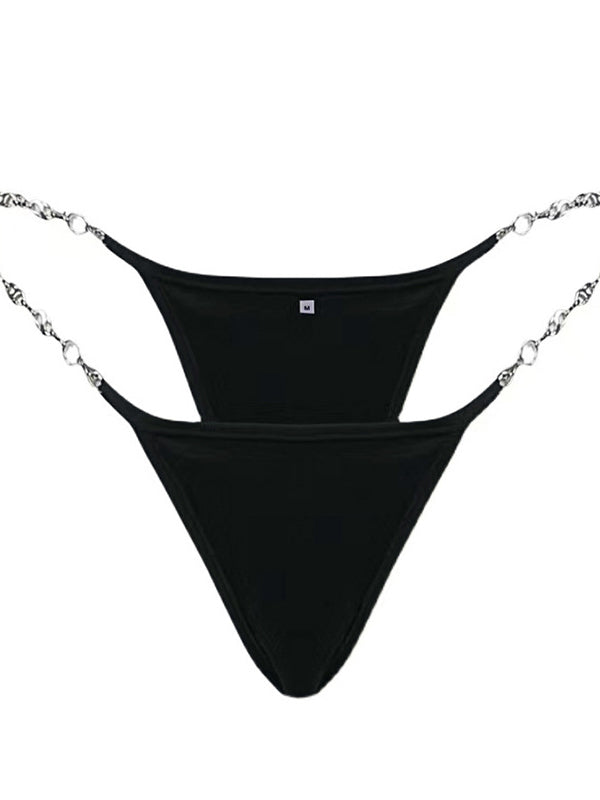ZASUWA  Female Heart Metal Waist Chain Solid Color T-back Thong