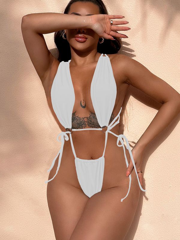ZASUWA Female Solid Color Cross One Pieces