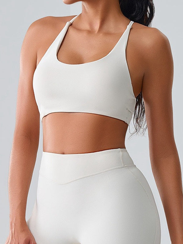 ZASUWA Female Unique Cut Out Cross Back Backless Sports Bras