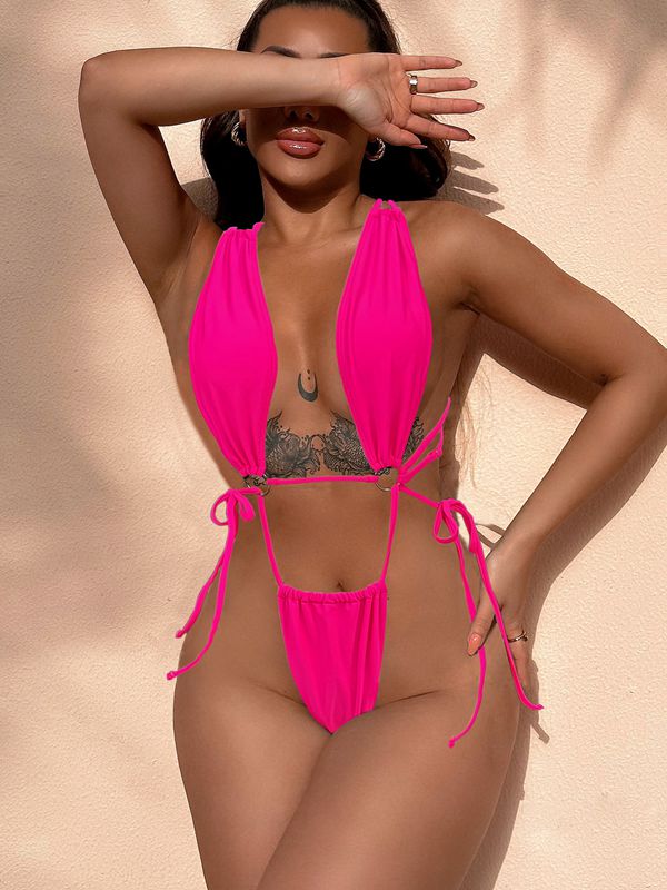 ZASUWA Female Solid Color Cross One Pieces