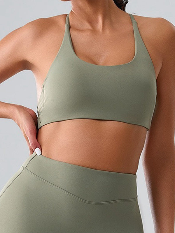 ZASUWA Female Unique Cut Out Cross Back Backless Sports Bras