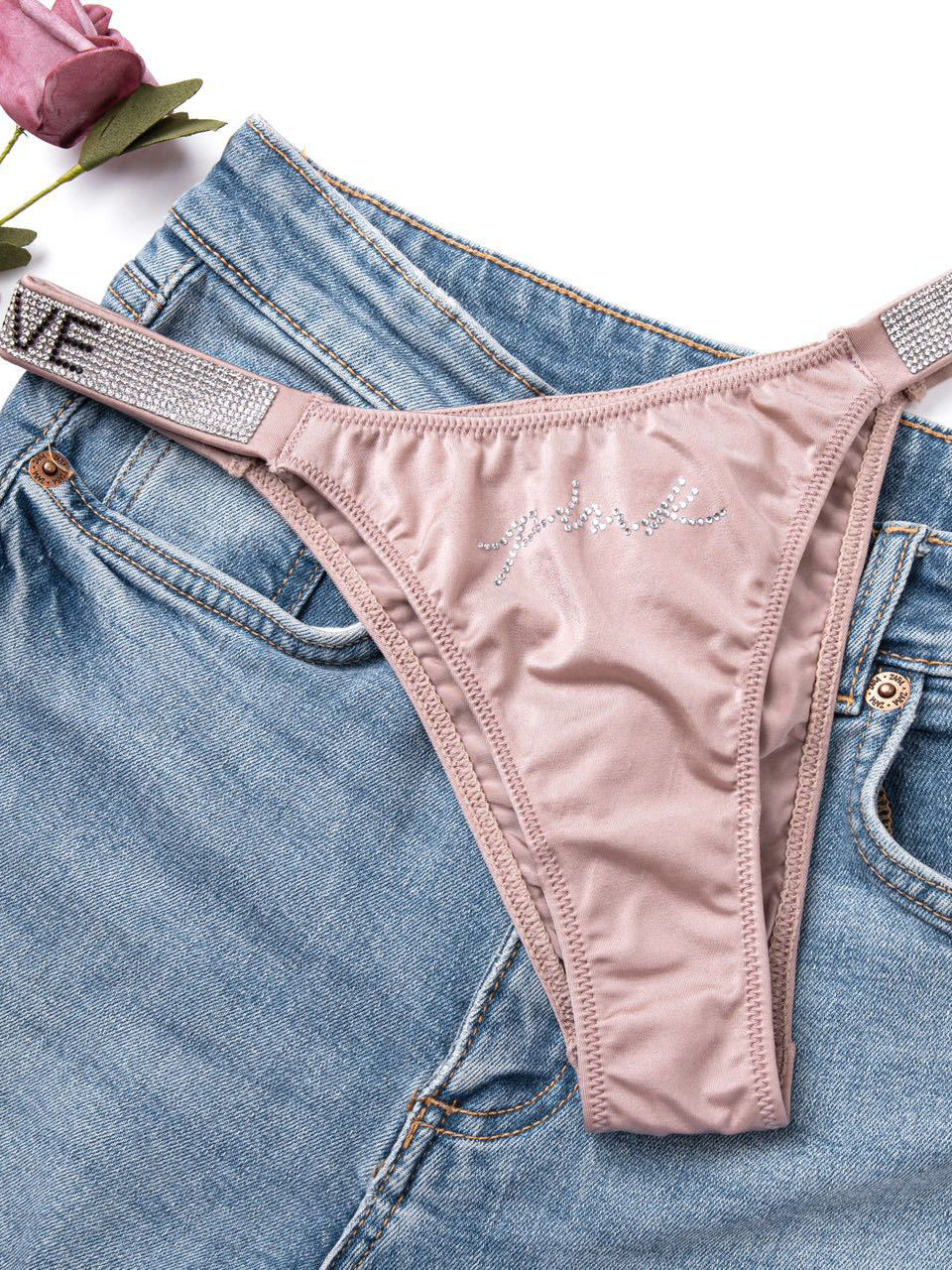 ZASUWA Female V Back Dazling Diamond Panties