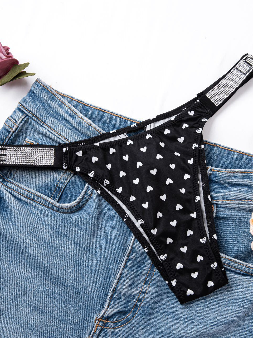 ZASUWA Female V Back Dazling Diamond Panties