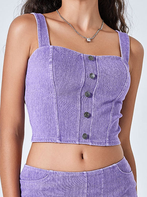 ZASUWA Female Denim Button Tank