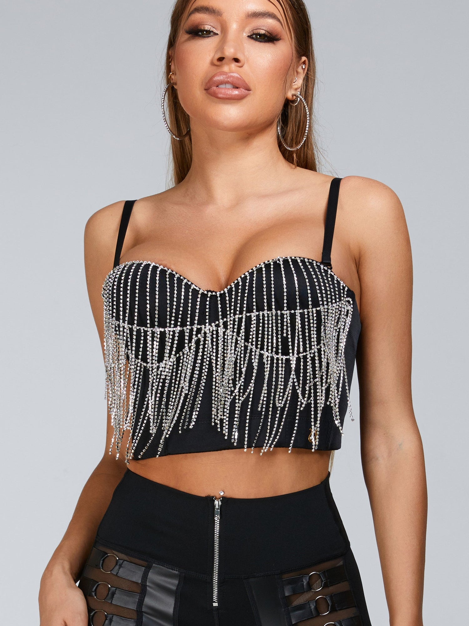 ?ZASUWA Female Beading Tassel Corset Sports Bras