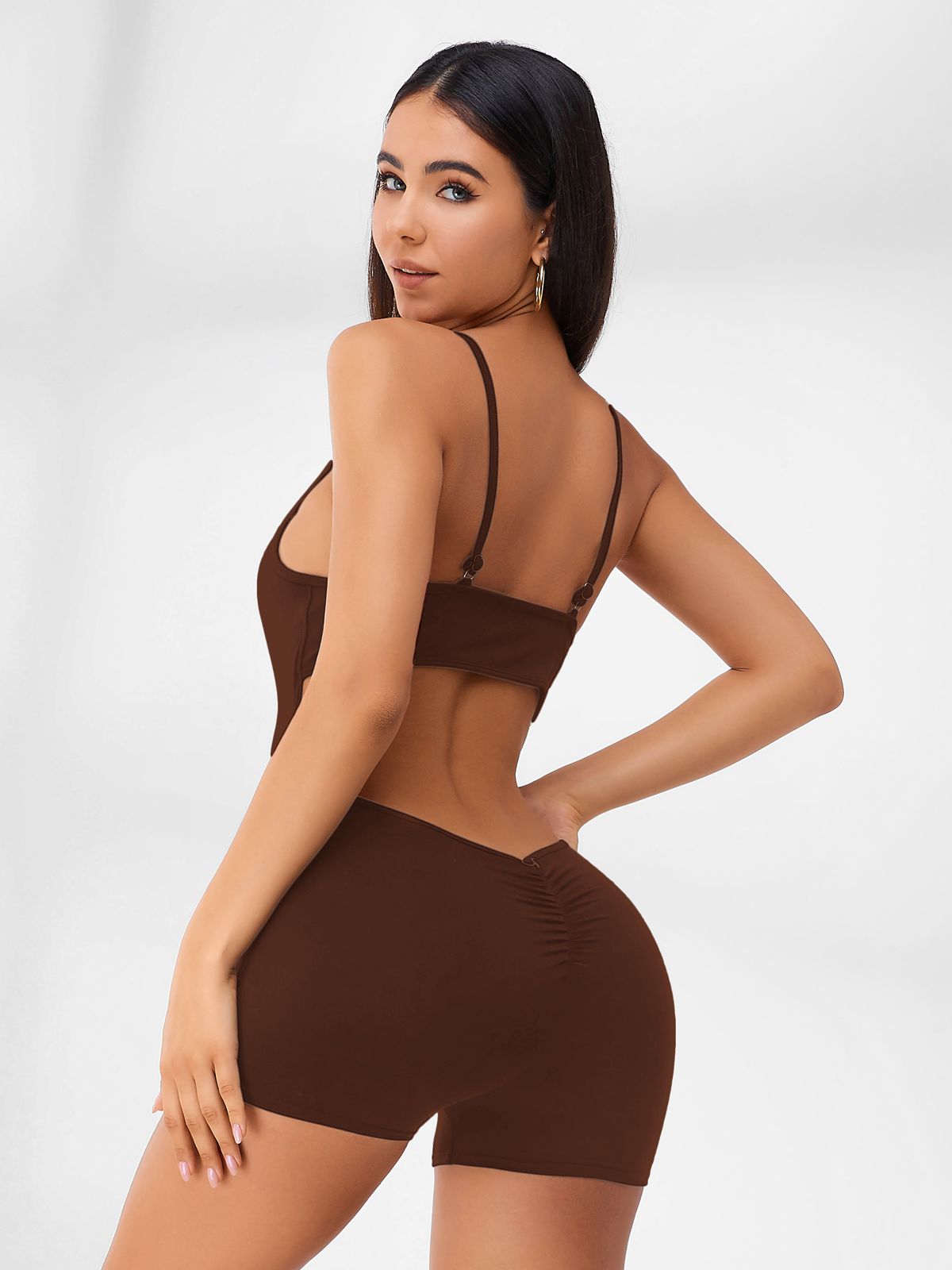 ZASUWA Female Hollow Out U-collar Scrunch Bum Romper