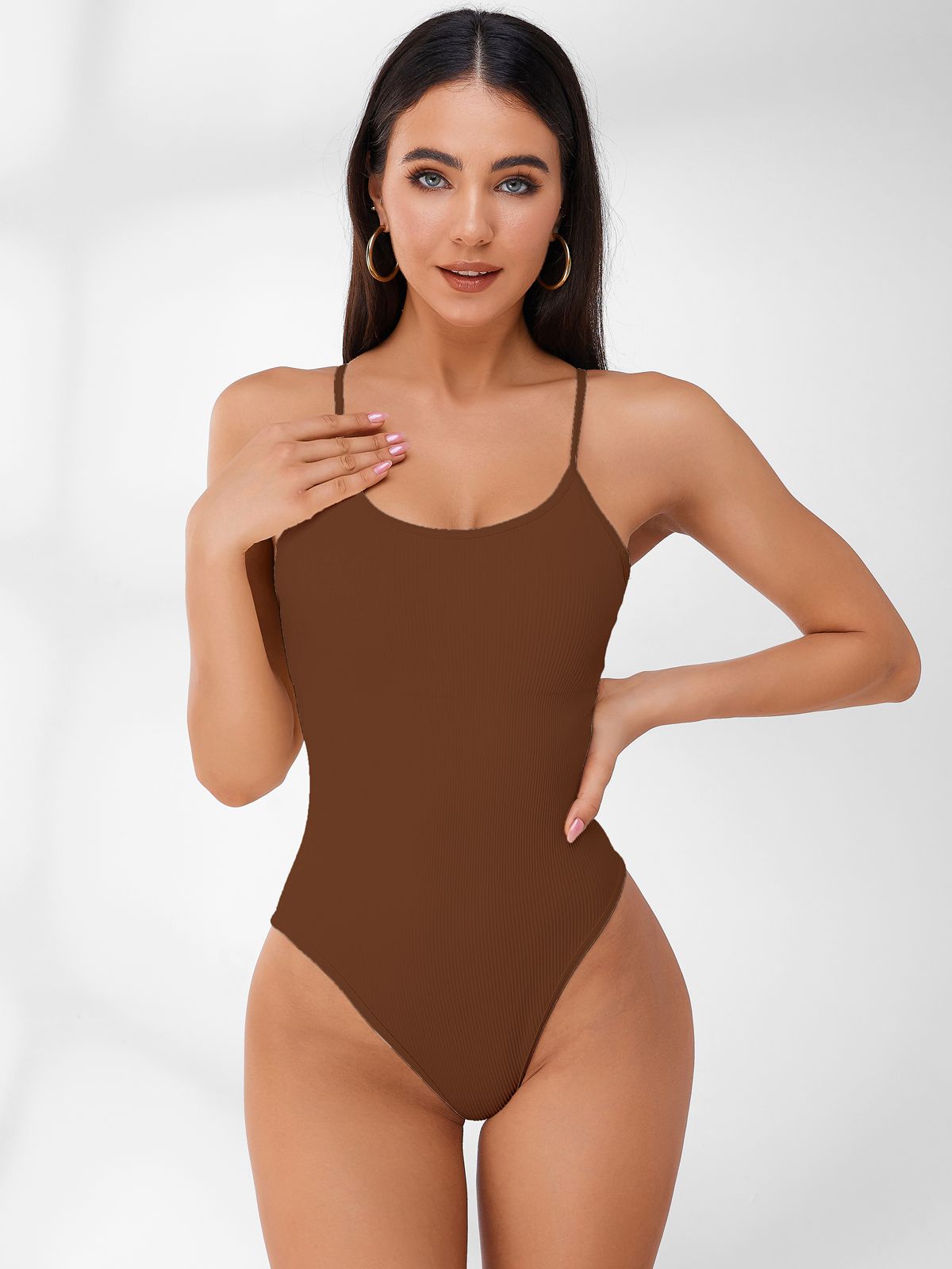 ZASUWA Female Sleeveless Ribbed Adjustable Straps Short Bodysuit