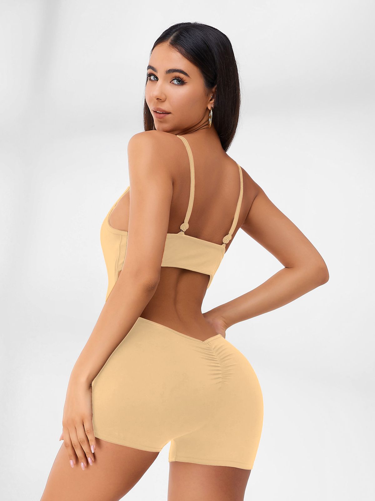 ZASUWA Female Hollow Out U-collar Scrunch Bum Romper