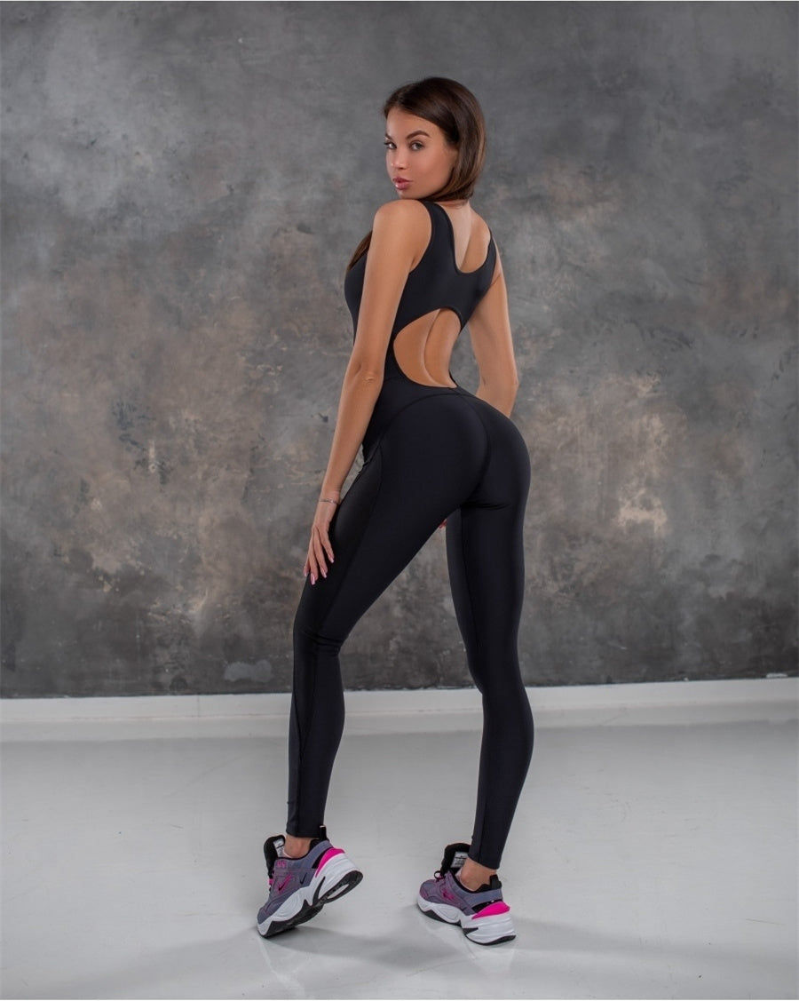 ?ZASUWA Female Hollow Out Mesh Jumpsuit