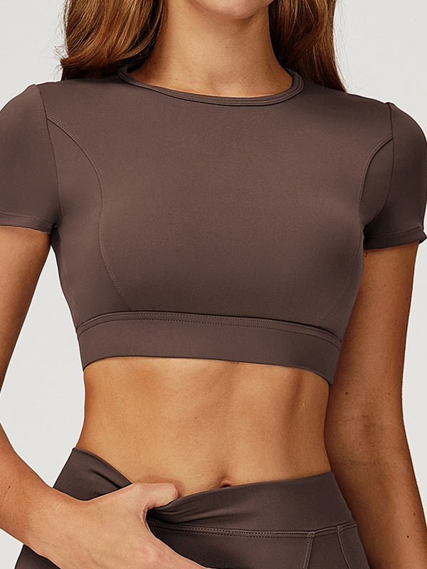ZASUWA Female Round Collar Cropped Short Sleeves