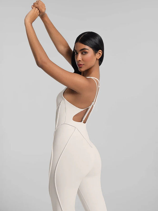 ZASUWA Female Sexy Cross Backless Stitch Performance Jumpsuit