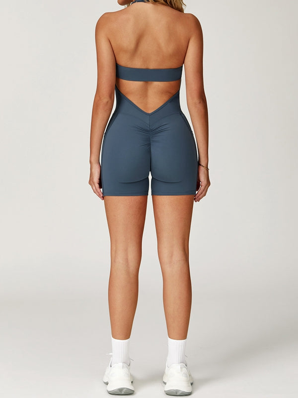ZASUWA Female Pocket Scrunch Bum Backless Romper