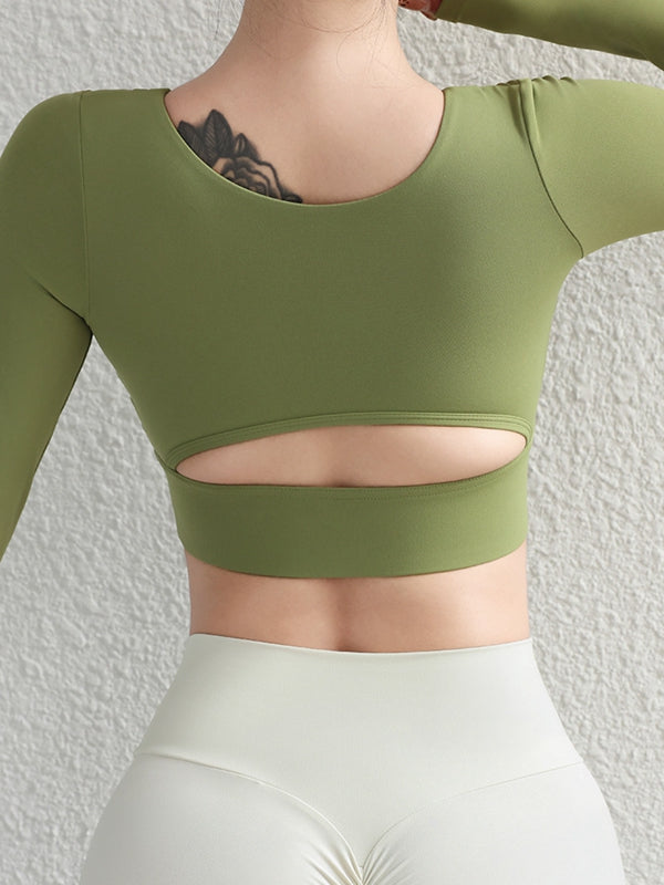 ZASUWA Female Solid Color Hollow Out Long Sleeves