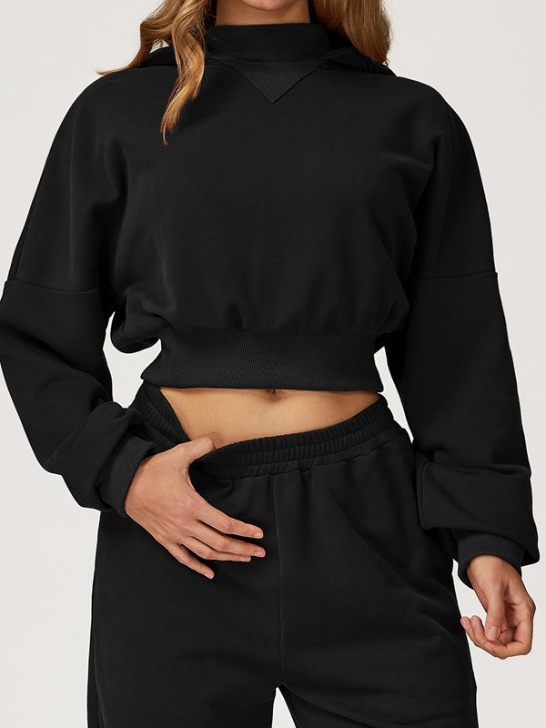 ZASUWA Female Cropped With Hat Casual Hoodie