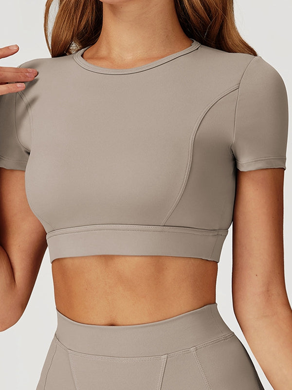 ZASUWA Female Round Collar Cropped Short Sleeves