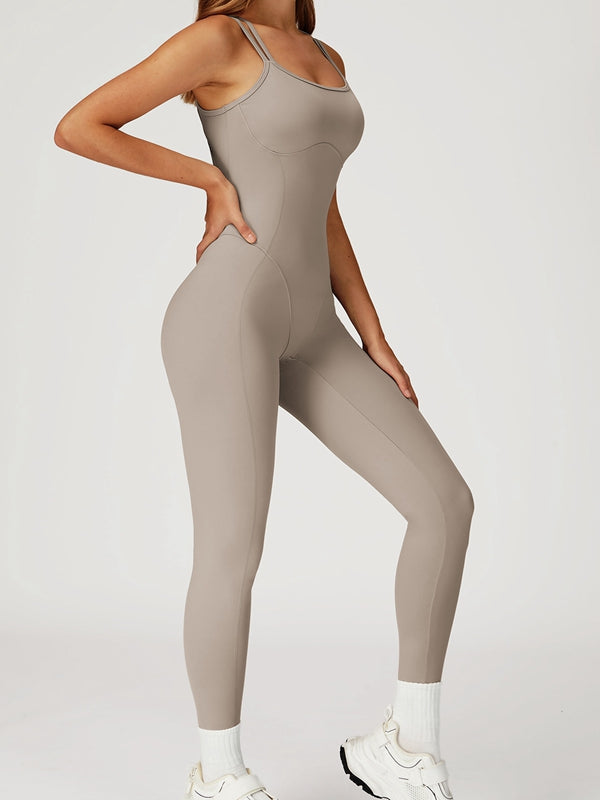 ZASUWA Female Sexy Cross Back Flare Jumpsuit