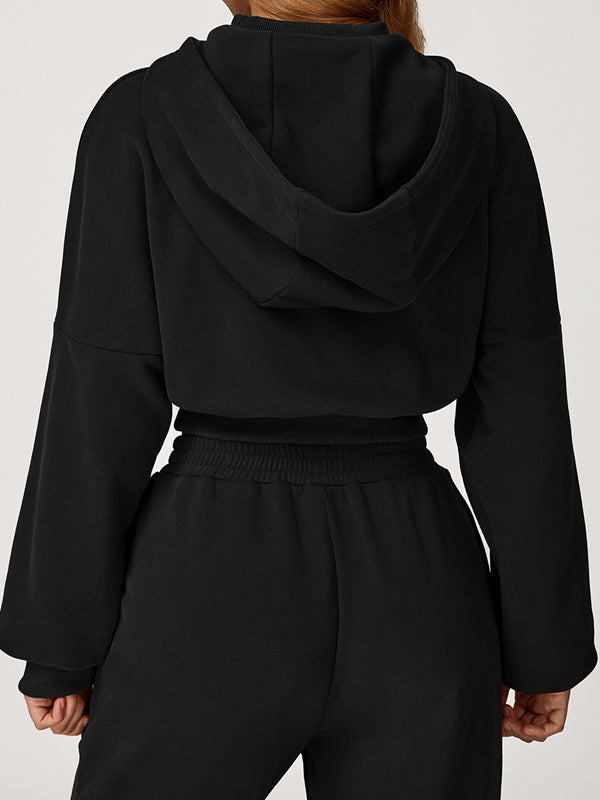 ZASUWA Female Cropped With Hat Casual Hoodie