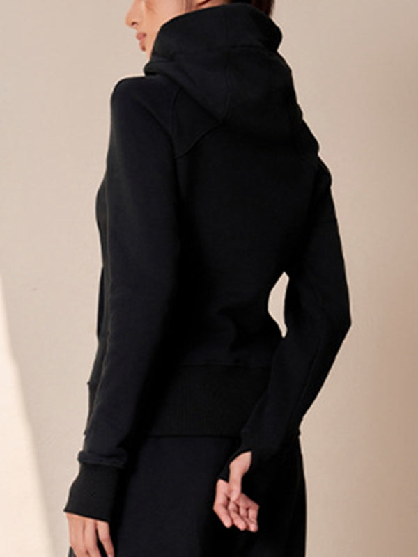 ZASUWA Female Pocket Zipper With Hat Jacket