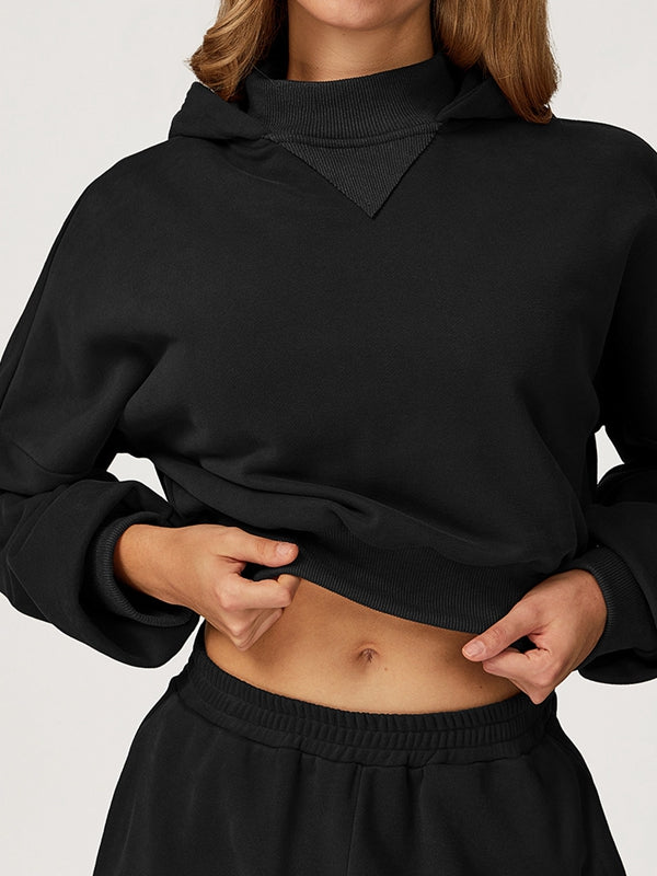 ZASUWA Female Cropped With Hat Casual Hoodie