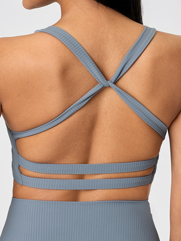 ZASUWA Female Cross Back Ribbed Sports Bras