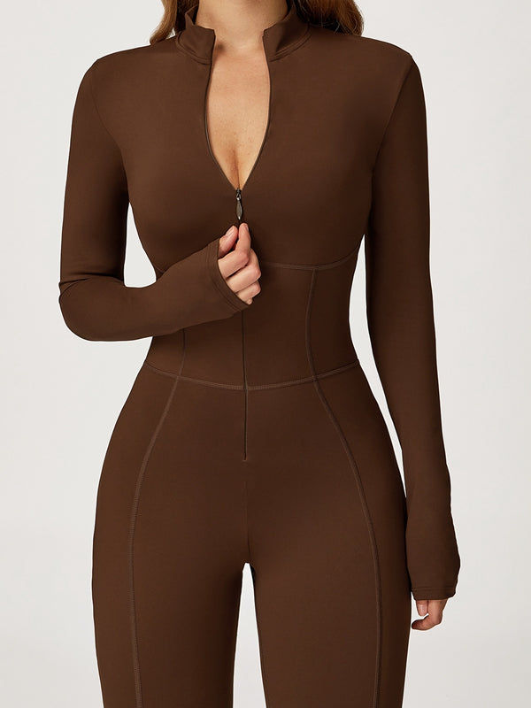 ZASUWA Female Sexy Zipper Corset Fleece Jumpsuit
