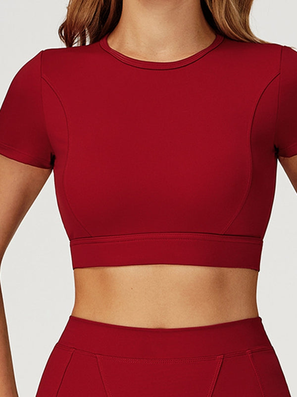 ZASUWA Female Round Collar Cropped Short Sleeves