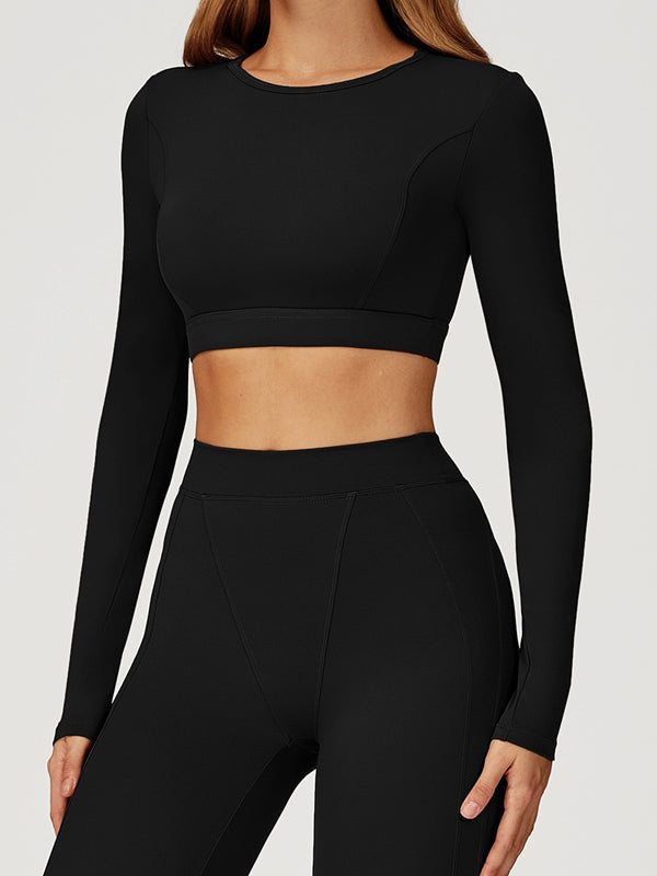 ZASUWA Female Round Collar Cropped Long Sleeves