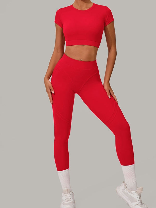 ZASUWA Female Sexy Round Collar Cropped Short Sleeves