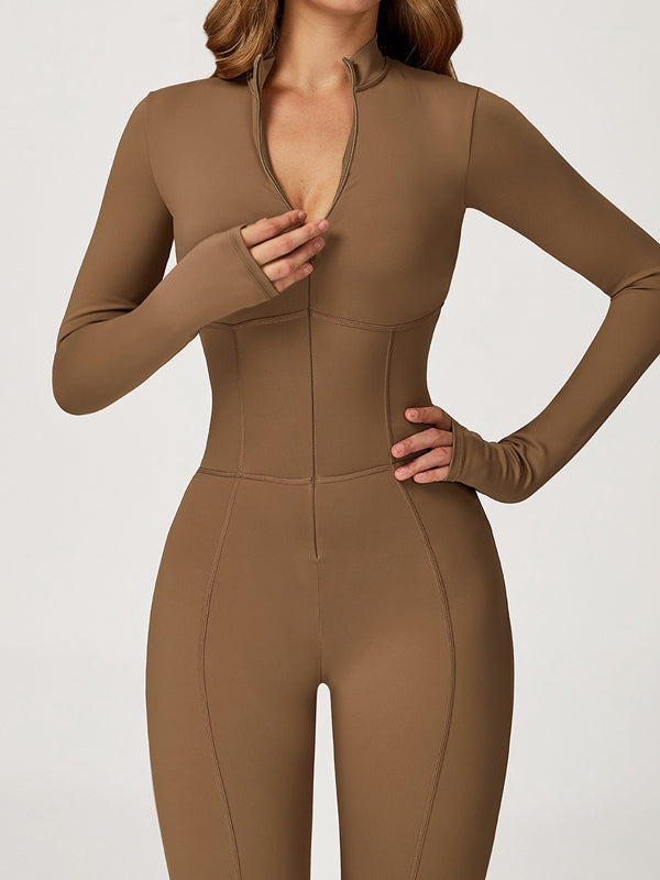 ZASUWA Female Sexy Zipper Corset Fleece Jumpsuit