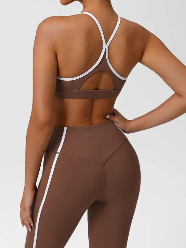 ZASUWA Female Contrast Color Stripes Cross Back Tracksuit