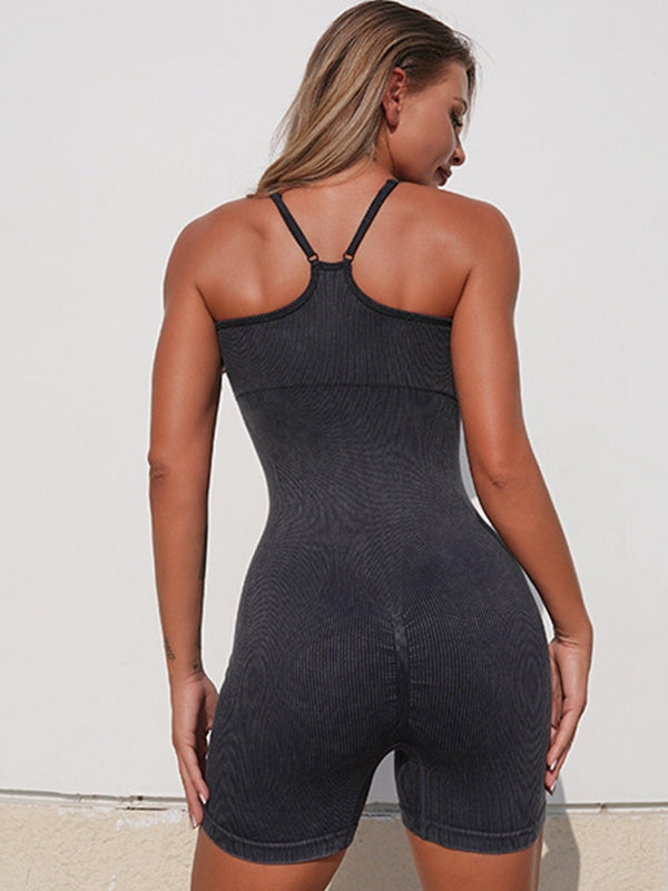 ZASUWA Female Faux Denim Scrunch Bum Romper