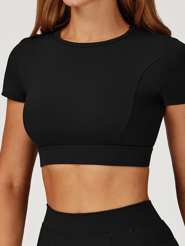 ZASUWA Female Round Collar Cropped Short Sleeves