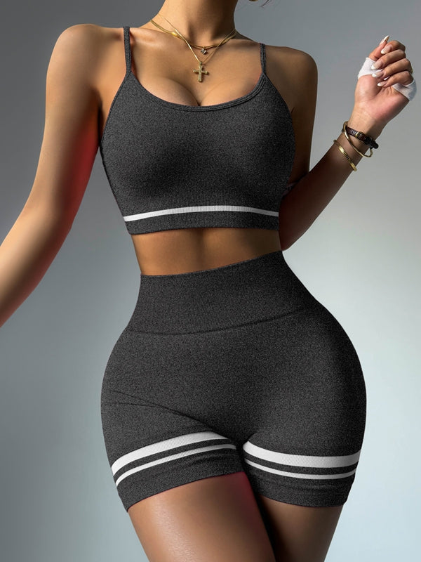 ZASUWA Female Deep V Back Stripes Short Tracksuit
