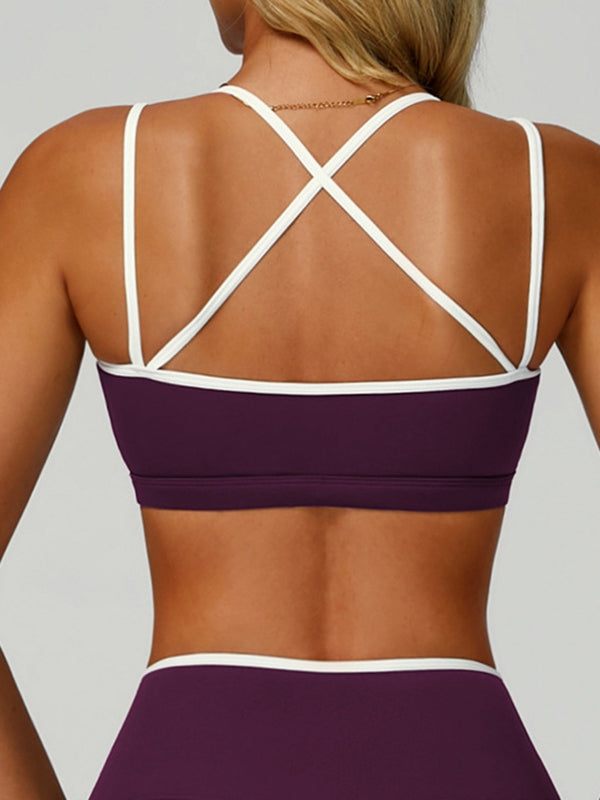 ZASUWA Female Contrast Color Cross Back Sports Bras