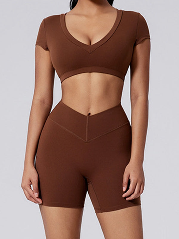 ZASUWA Female V Collar Backless Short Sleeves